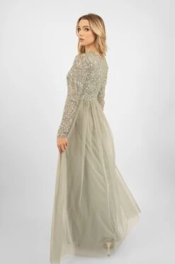 Belle Sage Green Long Sleeve Bridesmaid Dress -Lace & Beads PicassoBelle 14 Copy