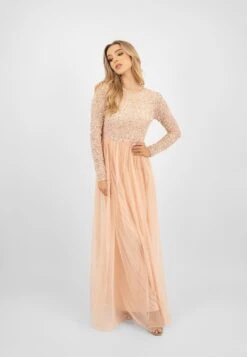 Belle Blush Pink Long Sleeve Bridesmaid Dress -Lace & Beads PicassoBelle 9 Copy