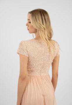 Picasso Short Sleeve Blush Pink Bridesmaid Dress -Lace & Beads PicassoCappedSLeevesBlushPInk 1