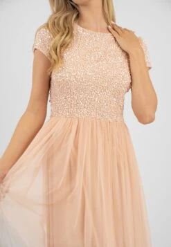 Picasso Short Sleeve Blush Pink Bridesmaid Dress -Lace & Beads PicassoCappedSLeevesBlushPInk 5
