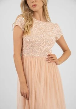 Picasso Short Sleeve Blush Pink Bridesmaid Dress -Lace & Beads PicassoCappedSLeevesBlushPInk 6