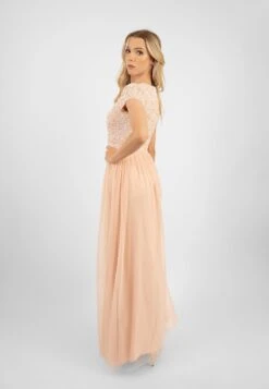 Picasso Short Sleeve Blush Pink Bridesmaid Dress -Lace & Beads PicassoCappedSLeevesBlushPInk 8