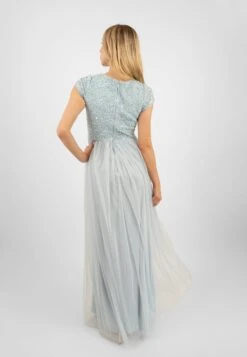 Picasso Short Sleeve Blue Bridesmaid Dress -Lace & Beads PicassoCappedSleevesBlue 7