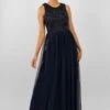 Picasso Navy Blue Embellished Bridesmaid Dress