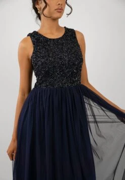 Picasso Navy Blue Embellished Bridesmaid Dress -Lace & Beads PicassoMaxiNavyBlue 2