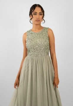 Picasso Sage Green Embellished Bridesmaid Dress -Lace & Beads PicassoMaxiSafe 1