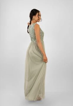 Picasso Sage Green Embellished Bridesmaid Dress -Lace & Beads PicassoMaxiSafe 4