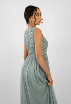 Picasso Teal Embellished Bridesmaid Maxi Dress -Lace & Beads PicassoMaxiTeal 4