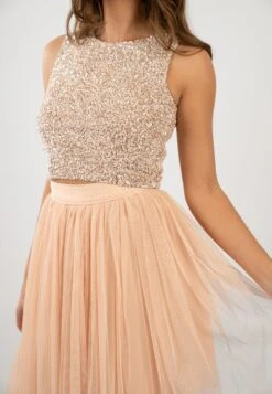 Picasso Nude Embellished Sequin Top -Lace & Beads PicassoTopinNudewithSkirtinNude 2