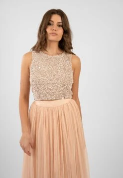 Picasso Nude Embellished Sequin Top -Lace & Beads PicassoTopinNudewithSkirtinNude 4