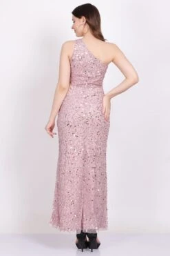 Naeve One Shoulder Sequin Dress In Pink -Lace & Beads Pink 2