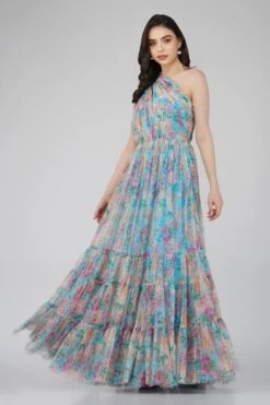 Roka Floral One Shoulder Maxi Dress In Blue 9 Roka Floral One Shoulder Maxi Dress In Blue -Lace & Beads RokaMaxi 2