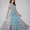 Roka Floral One Shoulder Maxi Dress In Blue 2 Roka Floral One Shoulder Maxi Dress In Blue -Lace & Beads RokaMaxi 4
