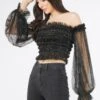 Rolf Black Tulle Top With Gold Polka -Lace & Beads RolfTop 4