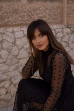 Roman Lola Polka Dot Midi Dress In Black -Lace & Beads RomanLolaBlack 4 79db7fdd 2917 441e 83cf d2a1ce4da99f