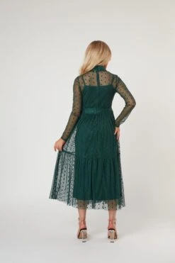 Roman Lola Polka Dot Midi Dress In Green -Lace & Beads RomanLola 23