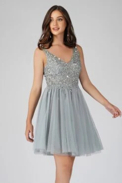 Symphony Light Grey Embellished Mini Dress -Lace & Beads SYMPHONYMINI 9 Copy