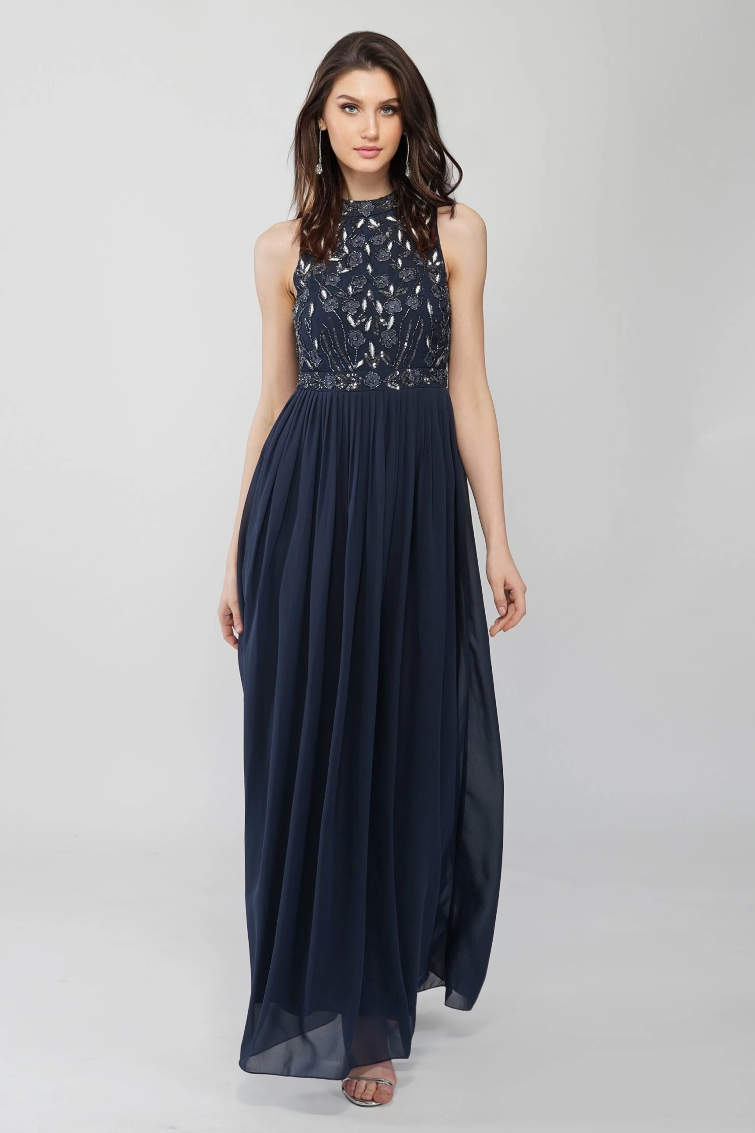 Saffron Floral Embellished And Embroidered Maxi Dress 3 Saffron Floral Embellished And Embroidered Maxi Dress