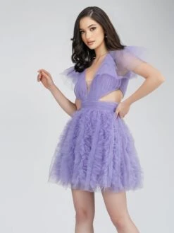 Sage Purple Tulle Mini Dress -Lace & Beads SageDress 4