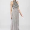 Sareen Grey Embellished Maxi Dress 2 Sareen Grey Embellished Maxi Dress -Lace & Beads Sareen 1