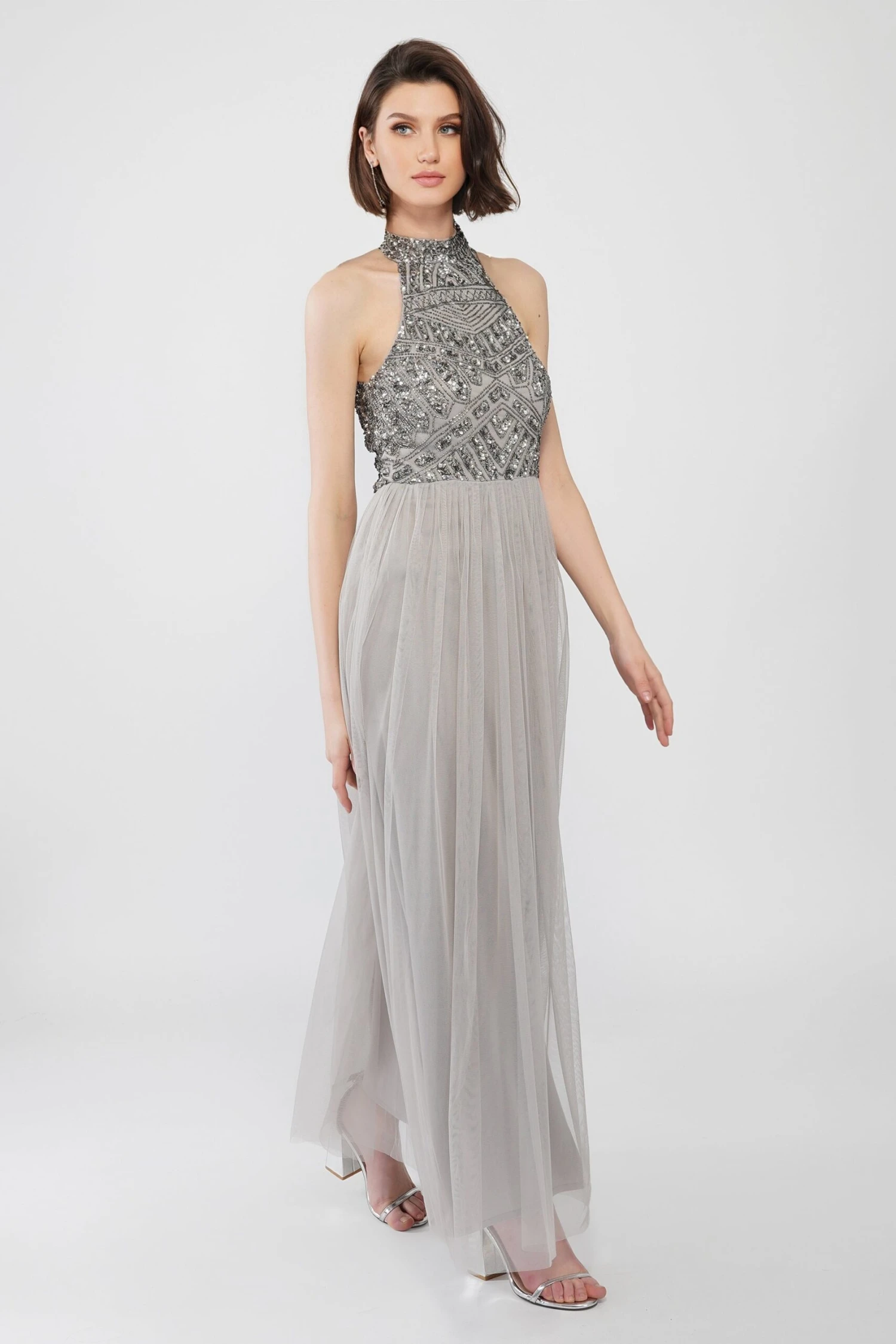 Sareen Grey Embellished Maxi Dress 2 Sareen Grey Embellished Maxi Dress