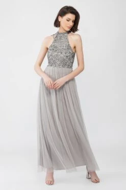 Sareen Grey Embellished Maxi Dress 9 Sareen Grey Embellished Maxi Dress -Lace & Beads Sareen 3