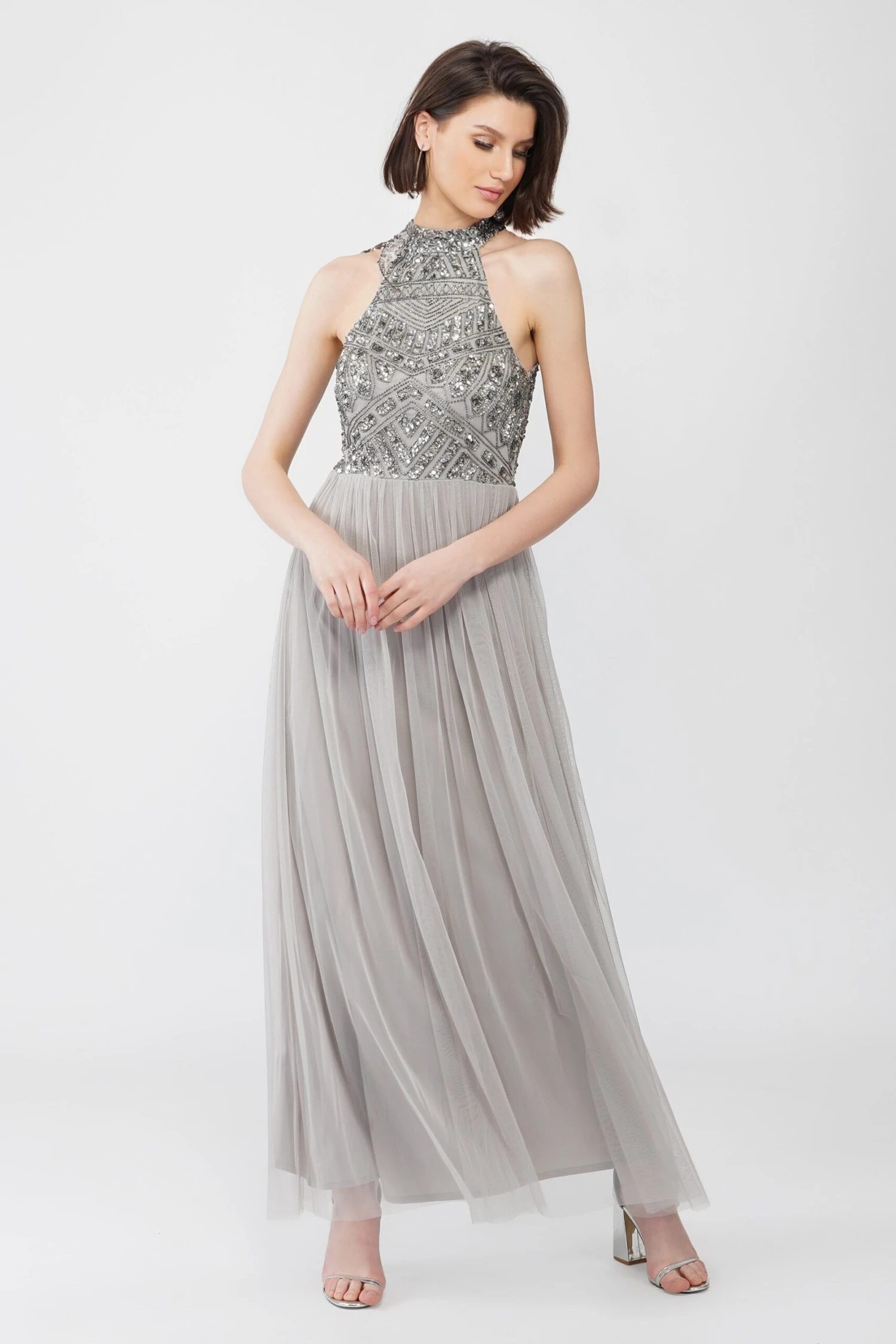 Sareen Grey Embellished Maxi Dress 5 Sareen Grey Embellished Maxi Dress - Image 4