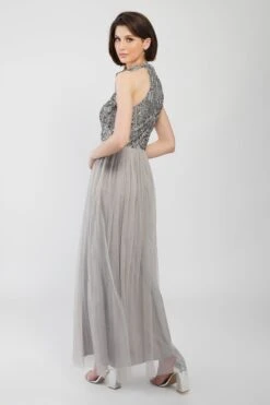 Sareen Grey Embellished Maxi Dress 10 Sareen Grey Embellished Maxi Dress -Lace & Beads Sareen 4