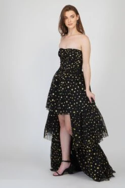 Shiloh Star Printed Tulle Dress In Black -Lace & Beads ShilohMaxi 3