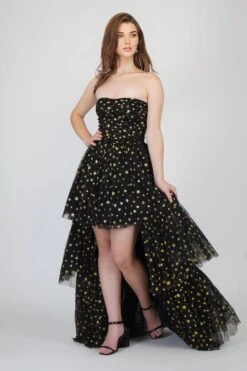 Shiloh Star Printed Tulle Dress In Black -Lace & Beads ShilohMaxi 4