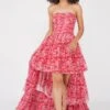 Shiloh High Low Tulle Dress In Red Floral