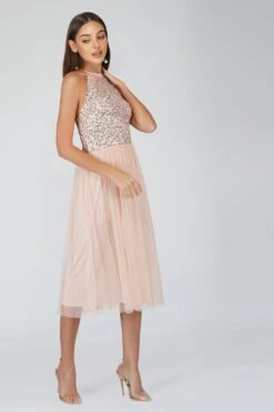 Sprinkle Blush Pink Bridesmaid Midi Dress