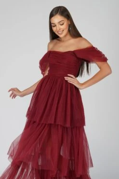 Sydney Burgundy Tulle Maxi Dress -Lace & Beads SydneyBurgundy 6