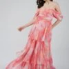 Sydney Chiffon Maxi Dress In Coral Print -Lace & Beads SydneyChiffonMaxiinCoralPrint 4