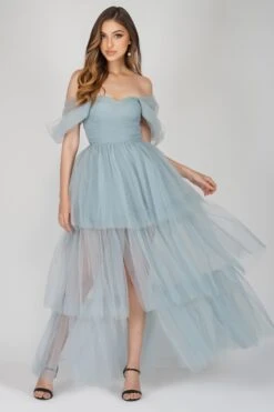Sydney Dusty Blue Tulle Dress -Lace & Beads SydneyMaxiBlue 1 Copy