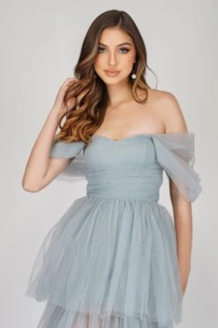 Sydney Dusty Blue Tulle Dress -Lace & Beads SydneyMaxiBlue 5 Copy