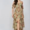 Sydney Tulle Maxi Dress In Green Floral -Lace & Beads SydneyMaxiGreenFloral 1 sized