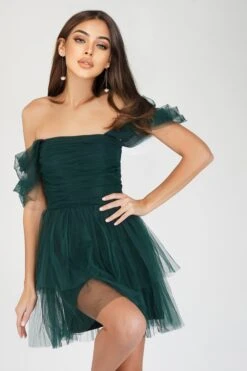 Sydney Emerald Green Plus Tulle Mini Dress -Lace & Beads SydneyMiniPlus 4