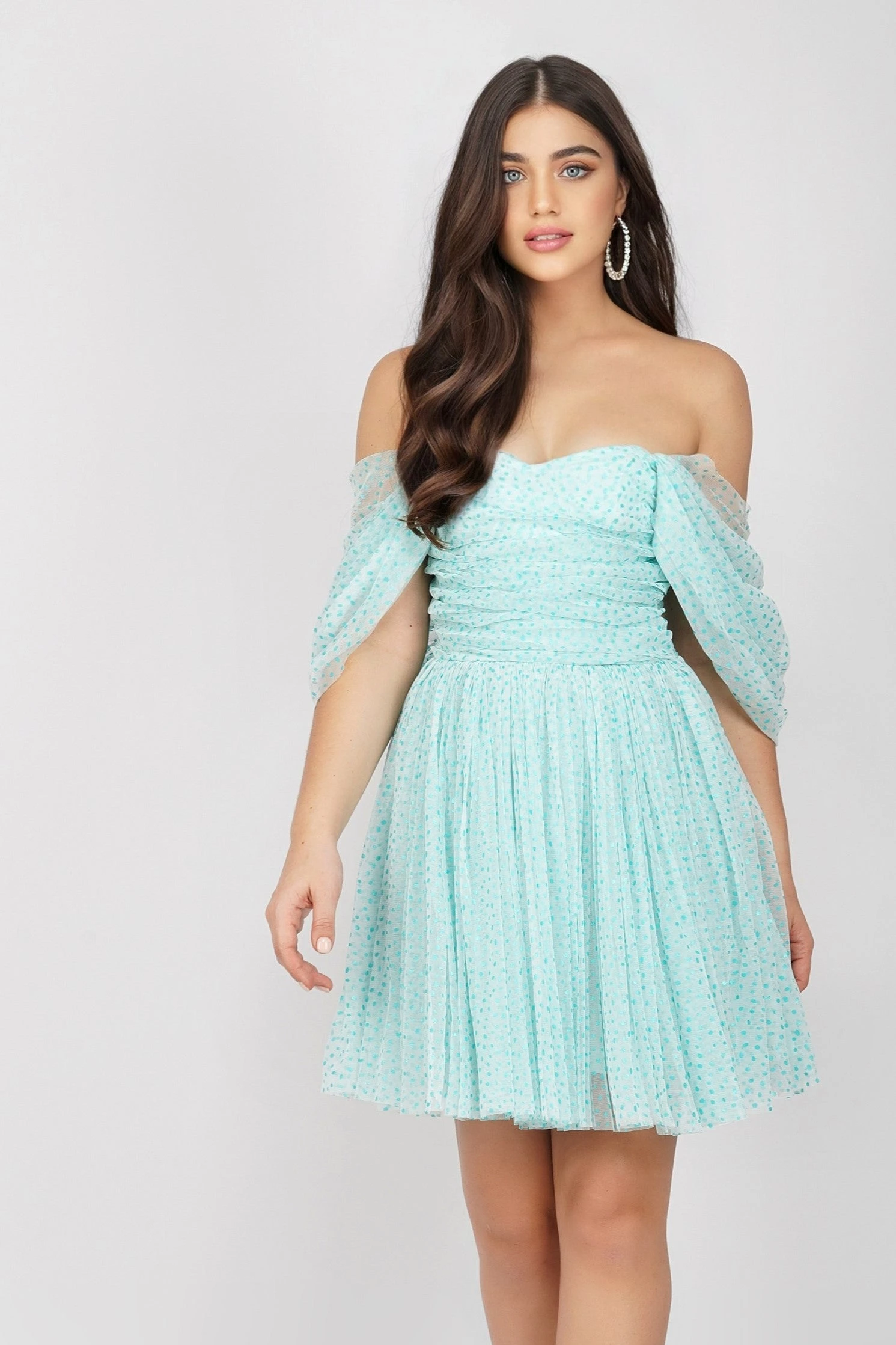 Sydney Tulle Polka Mini Dress In Mint 3 Sydney Tulle Polka Mini Dress In Mint