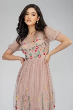 Azalea Dusty Pink Embroidered Dress -Lace & Beads TahliaLB L 097 5