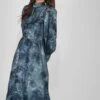 Taylor Long Sleeve Satin Midi Dress In Blue -Lace & Beads TaylorDressBlue 5