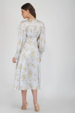 Tessa Long Sleeve Satin Midi Dress In Champagne 9 Tessa Long Sleeve Satin Midi Dress In Champagne -Lace & Beads TessaWhiteGold 3