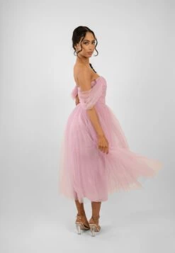 Melbourne Tulle Midi Dress In Pink -Lace & Beads Untitled 5223