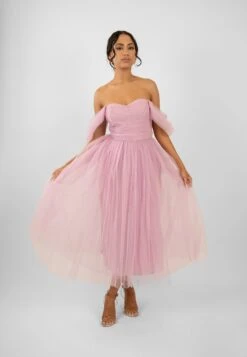 Melbourne Tulle Midi Dress In Pink -Lace & Beads Untitled 5224