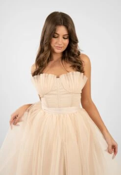 Nimo Cream Tulle Midi Dress With Shell Cups -Lace & Beads Untitled 5246