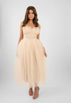 Nimo Cream Tulle Midi Dress With Shell Cups -Lace & Beads Untitled 5247
