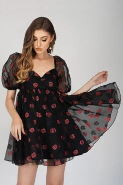 Melanie Rose Puff Sleeve Mini Dress