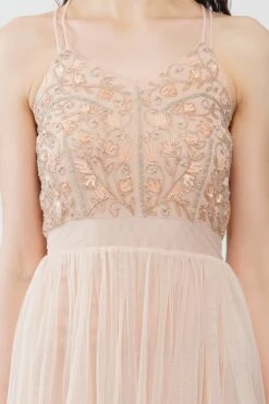 Ursa Blush Pink Embellished Maxi Dress -Lace & Beads Ursa 5