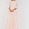 Belle Picasso Long Sleeve Bridesmaid Maxi In Nude